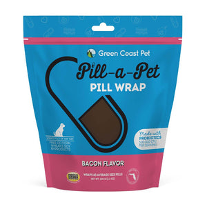Green Coast Pet Pill-a-Pet Moldable Pill Wrap Dog Supplement Bacon - Paw Naturals