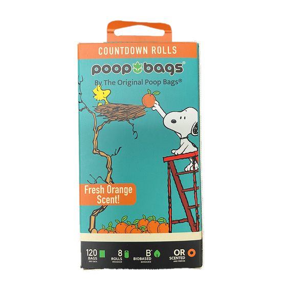 Original Poop Bags Peanuts Themed Biobased Poop Bags Scented Leash Rolls 120ct - Paw Naturals