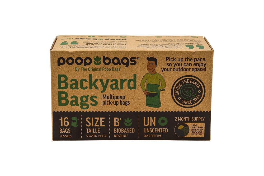 Original Poop Bags Unscented Biobased Backyard Bags 16ct - Paw Naturals