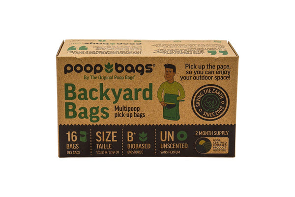 Original Poop Bags Unscented Biobased Backyard Bags 16ct - Paw Naturals