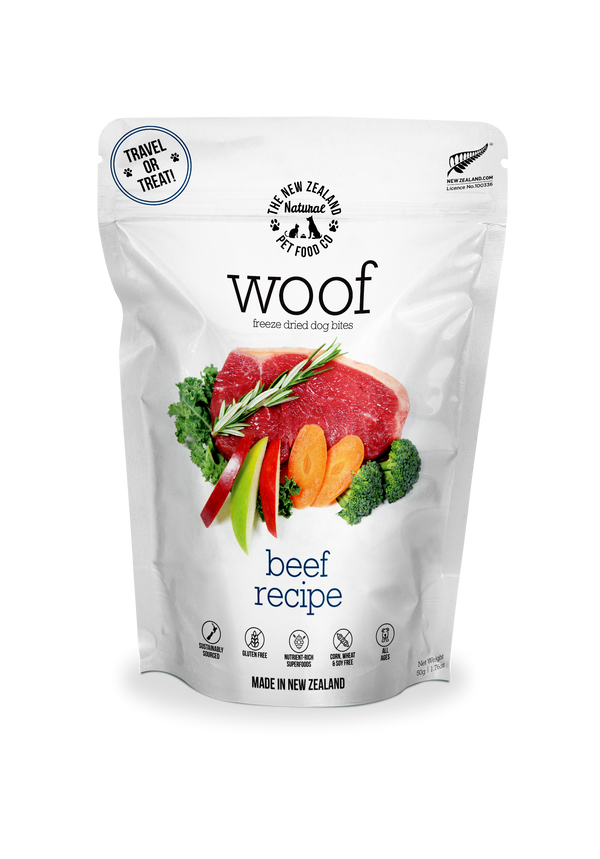 The New Zealand Natural Pet Food Co. Woof Raw Freeze-Dried Beef 1.76oz