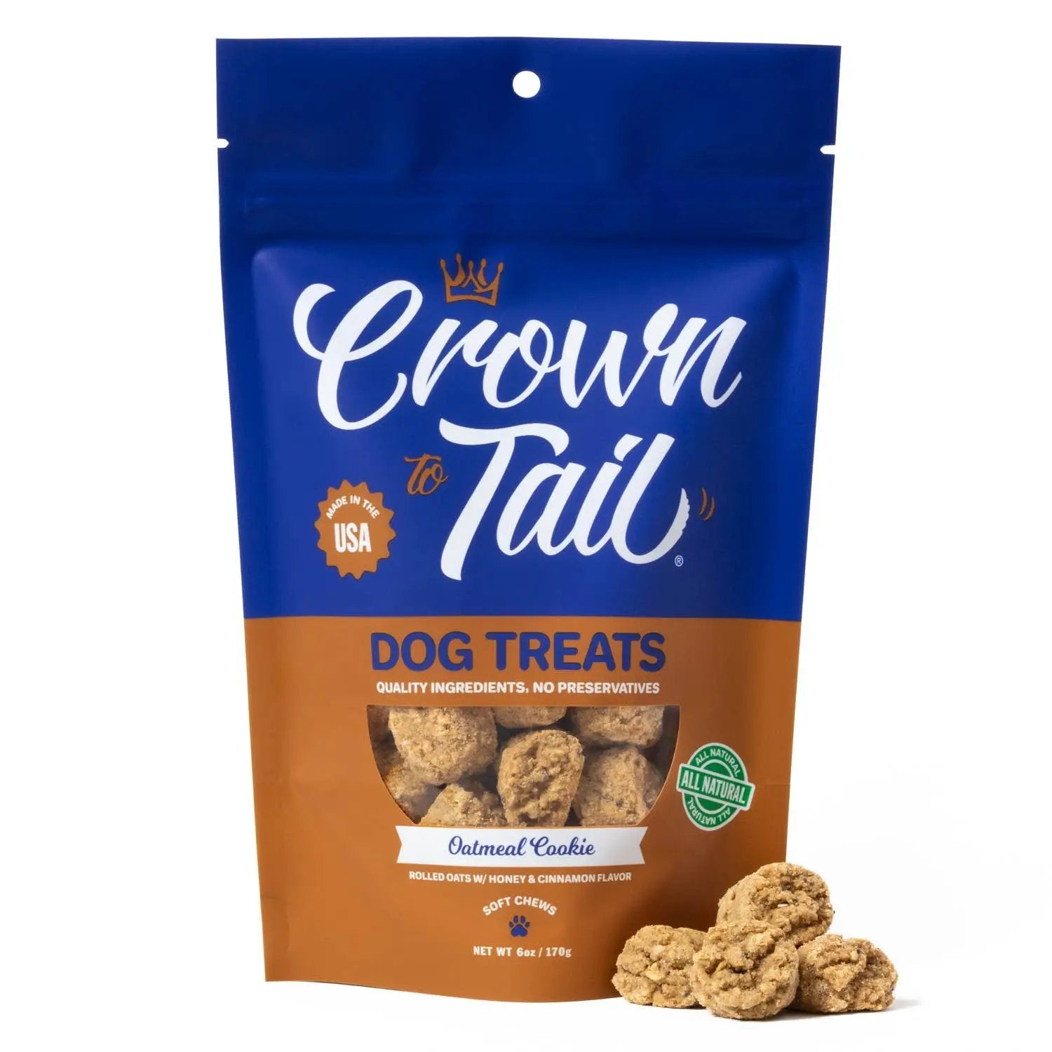 Crown to Tail Oatmeal Cookie Soft Chew Dog Treats, 6oz