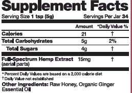 Colorado Hemp Honey Ginger Soothe with CBD Dietary Supplement 6oz - Paw Naturals