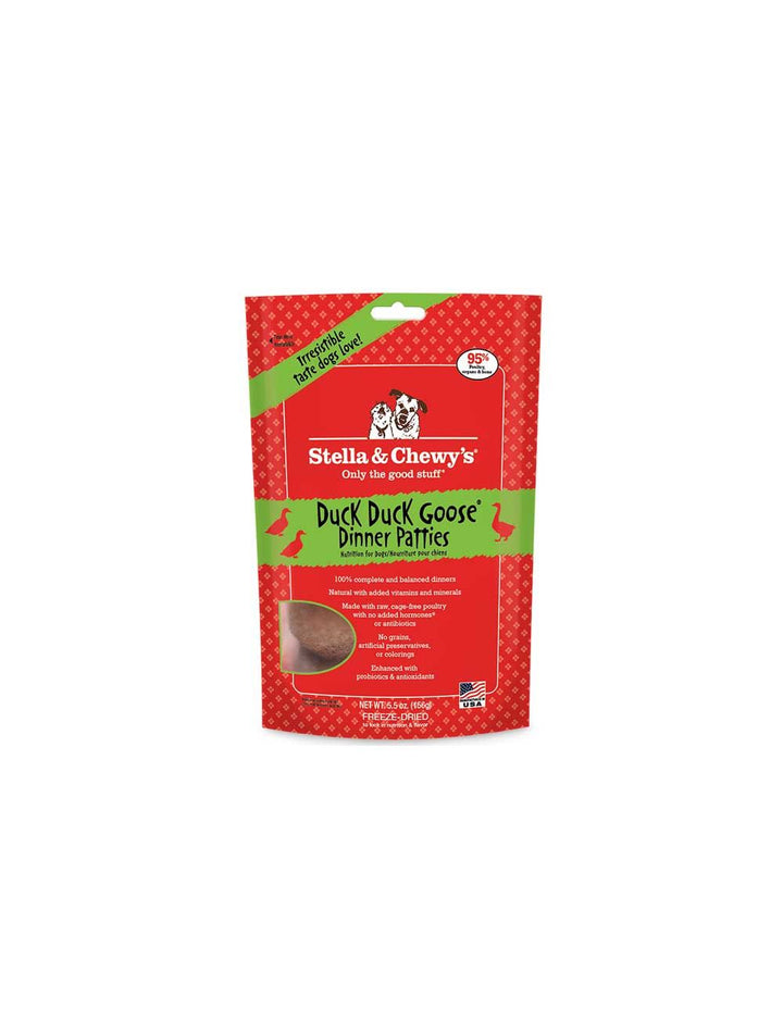 Stella & Chewy's Duck Duck Goose Dinner Patties Raw Freeze-Dried Dog Food 5.5oz - Paw Naturals