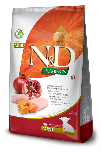 Farmina N&D Pumpkin, Chicken & Pomegranate Dry Dog Food 15.4lb / Puppy Mini - Paw Naturals