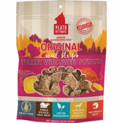 Plato Original Real Meat Strips Dog Treats 18oz / Turkey with Sweet Potato - Paw Naturals