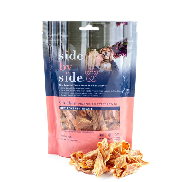 Side By Side Dry-Roasted Chicken & Sweet Potato Jerky Warming Treat for Dogs & Cats 4oz