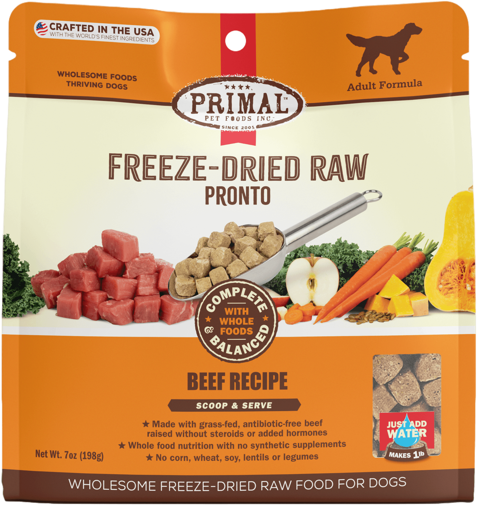 Primal Pronto Raw Freeze-Dried Beef Dog Food 7oz - Paw Naturals