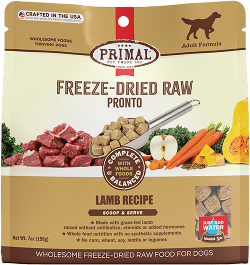 Primal Pronto Raw Freeze-Dried Lamb Dog Food 7oz - Paw Naturals