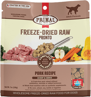 Primal Pronto Raw Freeze-Dried Pork Dog Food 7oz - Paw Naturals
