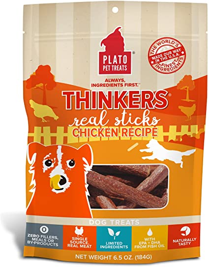 Plato Thinkers Real Meat Sticks Dog Treat Chicken / 6.5oz - Paw Naturals