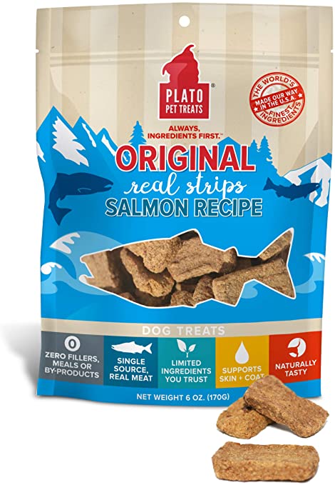 Plato Original Real Meat Strips Dog Treats 6oz / Salmon - Paw Naturals