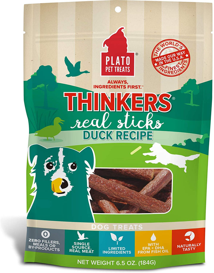 Plato Thinkers Real Meat Sticks Dog Treat Duck / 6.5oz - Paw Naturals