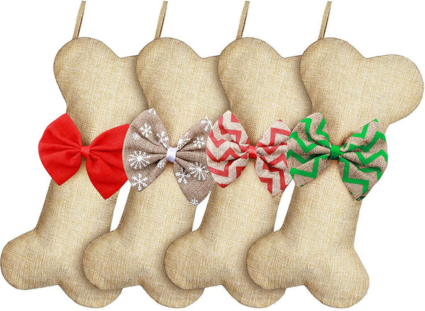 Sparky & Co Burlap Bone-Shaped Christmas Stocking (assorted colors)