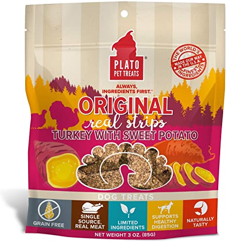 Plato Real Meat Dog Treats Turkey & Sweet Potato / 3oz - Paw Naturals