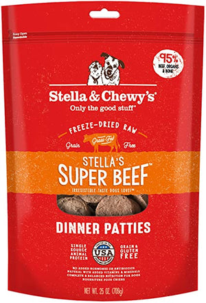 Stella & Chewy's Stella's Super Beef Dinner Patties Raw Freeze-Dried Dog Food 25oz - Paw Naturals