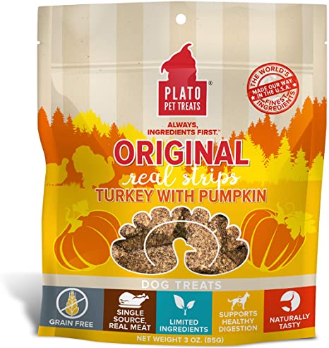 Plato Real Meat Dog Treats Turkey & Pumpkin / 3oz - Paw Naturals