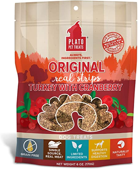 Plato Real Meat Dog Treats Turkey & Cranberry / 6oz - Paw Naturals