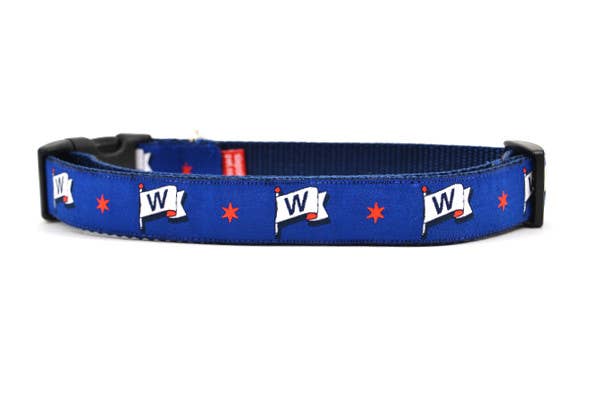 Six Point Pet Chicago Northside/Southside Collar & Leash in W Flag Large - Paw Naturals
