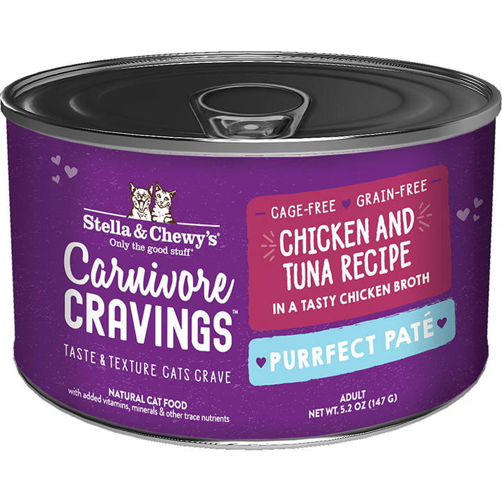 Stella & Chewy's Carnivore Cravings Purrfect Pate Canned Cat Food Chicken & Tuna / 5.2oz - Paw Naturals