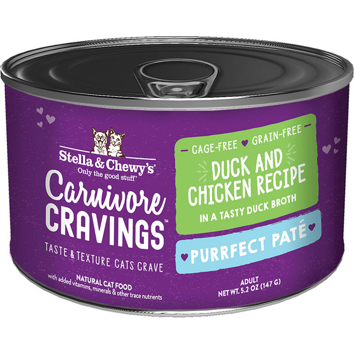 Stella & Chewy's Carnivore Cravings Purrfect Pate Canned Cat Food Duck & Chicken / 5.2oz - Paw Naturals