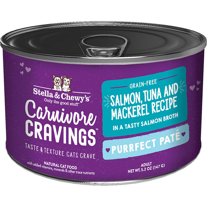 Stella & Chewy's Carnivore Cravings Purrfect Pate Canned Cat Food Salmon, Tuna & Mackerel / 5.2oz - Paw Naturals