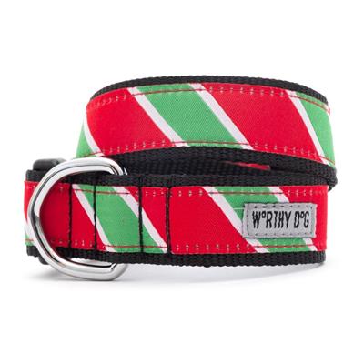 The Worthy Dog Holiday Stripe Dog Collar & Lead Collection