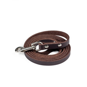 Mighty Paw Distressed Leather Dog Collar & Leash Lite Leash / Brown - Paw Naturals