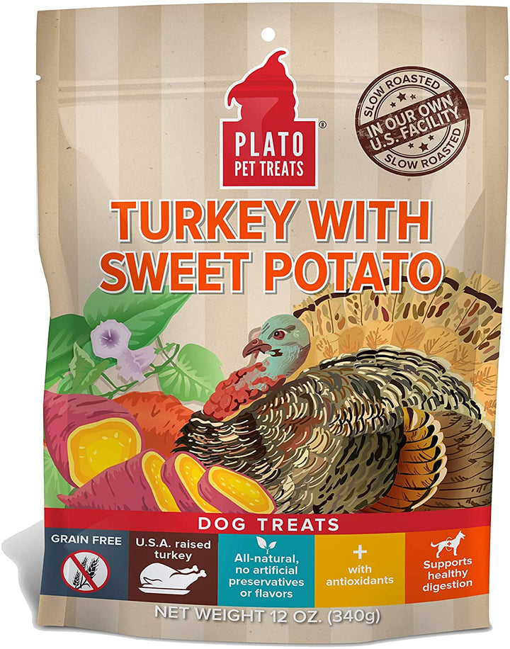 Plato Real Meat Dog Treats Turkey & Sweet Potato / 4oz - Paw Naturals