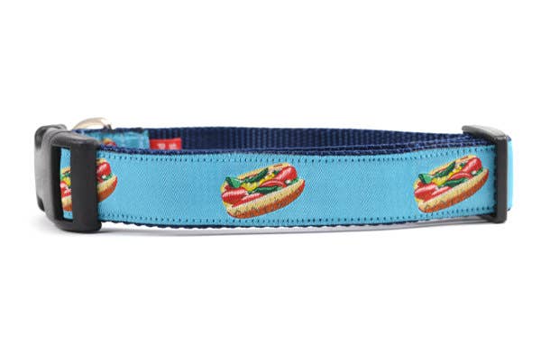 Six Point Pet Chicago-Style Hot Dog Collar & Leash in Teal Small (10-16"X3/4") - Paw Naturals