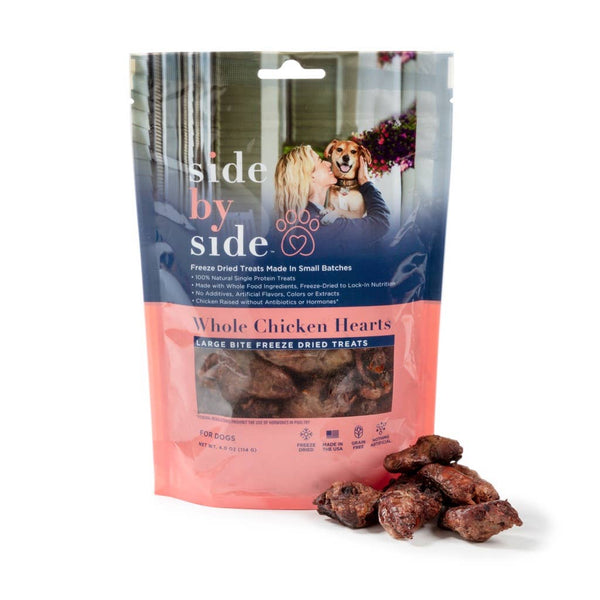 Side By Side Freeze-Dried Chicken Heart Warming Treat for Dogs & Cats 2.5oz