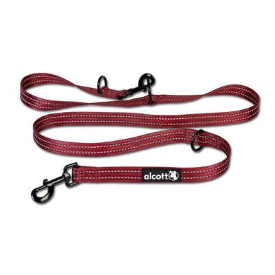 Alcott™ Adjustable Adventure Leash - 5 in 1 Design Red / Medium (3/4") - Paw Naturals