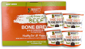 Nugget's Healthy Eats Frozen Bone Brew Treats For Dogs & Cats Beef 4oz 4pk - Paw Naturals