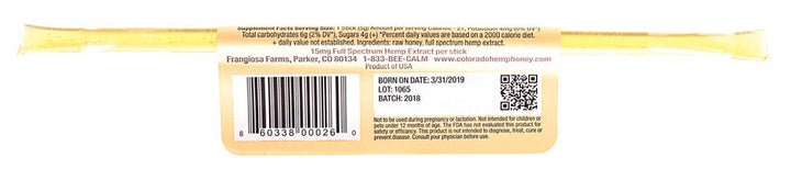 Colorado Hemp Honey Natural Raw Relief Full Spectrum Hemp Supplement Stick - Paw Naturals