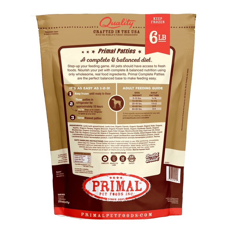 Primal Raw Frozen Lamb Dog Food