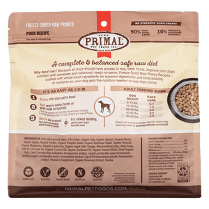 Primal Pronto Raw Freeze-Dried Pork Dog Food - Paw Naturals
