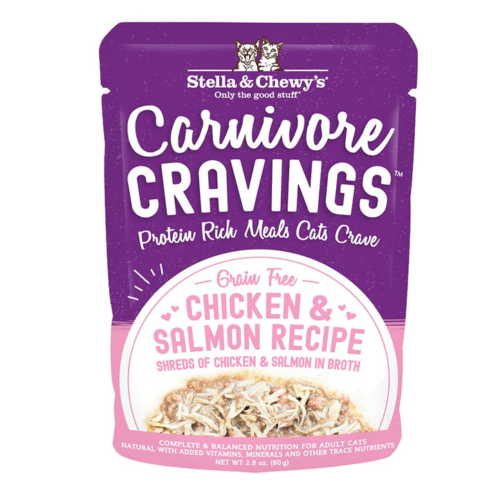 Stella & Chewy's Carnivore Cravings Shreds Wet Cat Food Pouch 2.8oz Chicken & Salmon - Paw Naturals