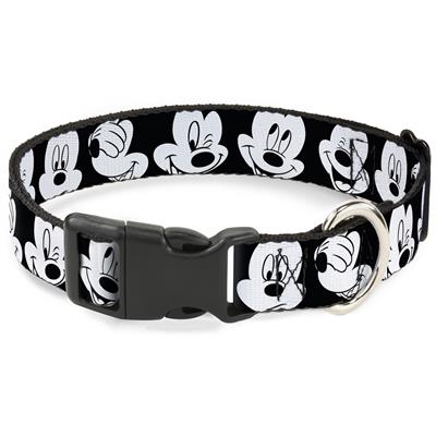Disney Plastic Clip Collar Mickey Mouse Expressions CloseUp Black/White Collar