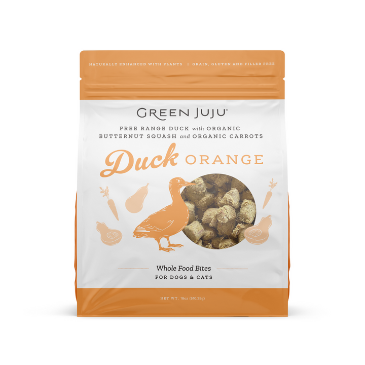Green Juju Freeze-Dried Whole Food Bites Duck Orange for Dogs & Cats 18oz - Paw Naturals