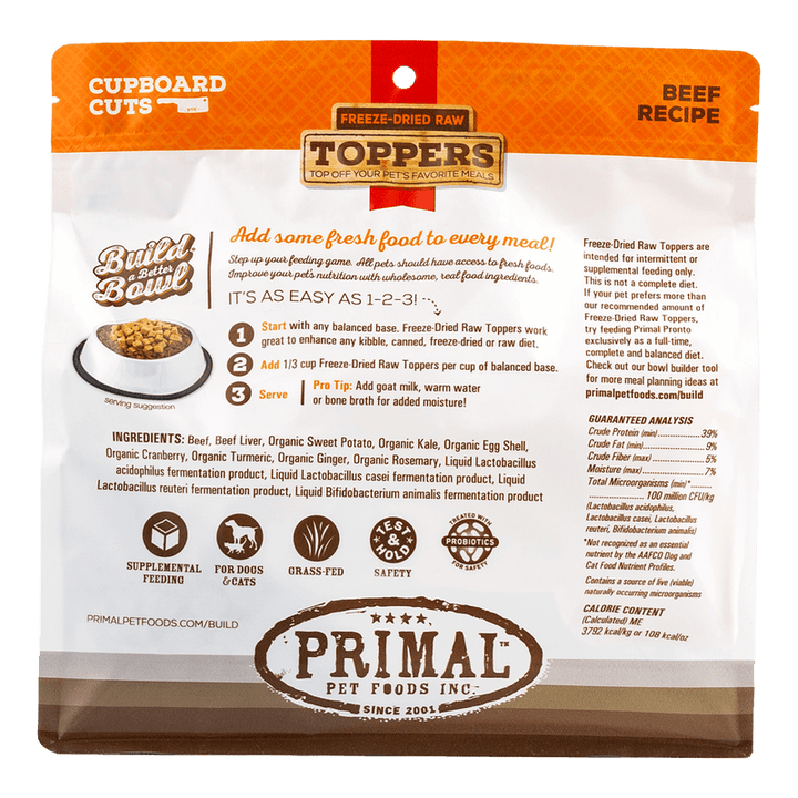 Primal Freeze-Dried Cupboard Cuts Toppers Beef - Paw Naturals