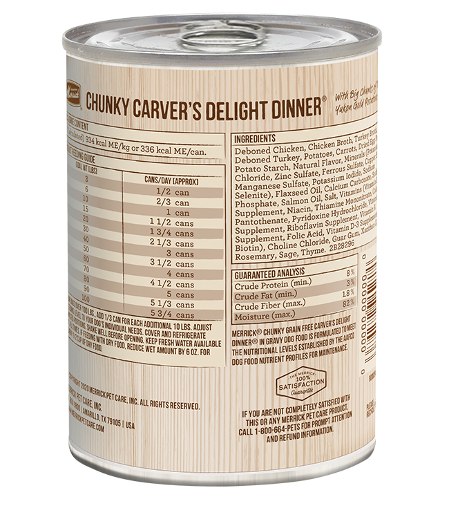 Merrick Chunky Grain Free Carver's Delight Dinner in Gravy 12.7oz Canned Dog Food - Paw Naturals