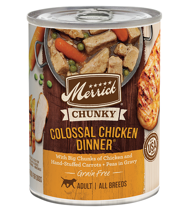Merrick Chunky Grain Free Colossal Chicken Dinner in Gravy 12.7oz Canned Dog Food - Paw Naturals