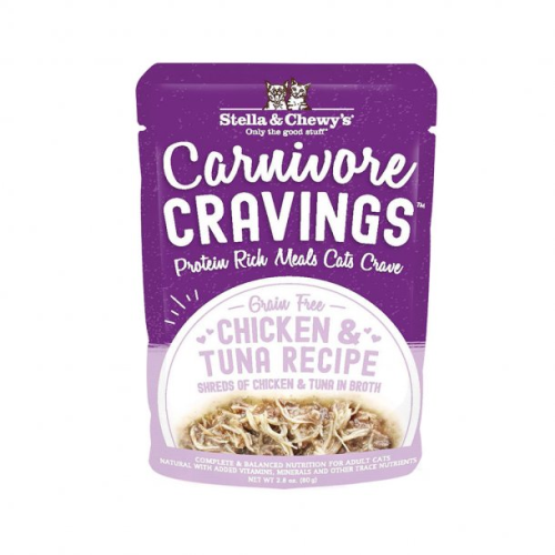 Stella & Chewy's Carnivore Cravings Shreds Wet Cat Food Pouch 2.8oz Chicken & Tuna - Paw Naturals