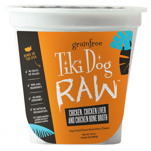 Tiki Pet Raw Frozen Chicken, Chicken Liver And Chicken Bone Broth Dog Food - Paw Naturals