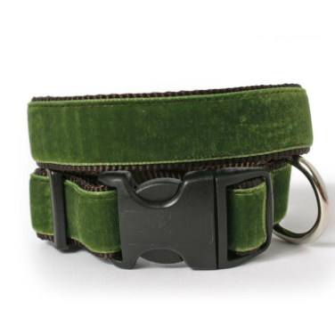 Mimi Green Black Velvet Collar Medium 12"15" - Paw Naturals