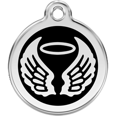 Red Dingo Enamel Pet ID Tag - 1AW - Angel Wings Black / Small - Paw Naturals