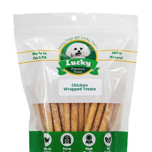 Lucky Premium Treats Chicken Wrapped Rawhide Dog Treats