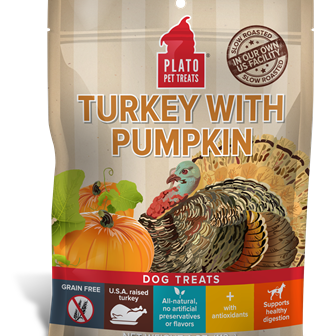 Plato Real Meat Dog Treats Turkey & Pumpkin / 4oz - Paw Naturals