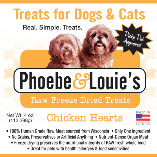 Phoebe & Louie's Whole Chicken Heart Freeze-Dried Raw Treats for Dogs & Cats