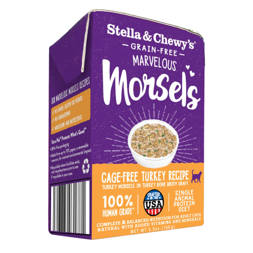 Stella & Chewy's Marvelous Morsels Cartons 5.5oz Canned Cat Food Turkey - Paw Naturals